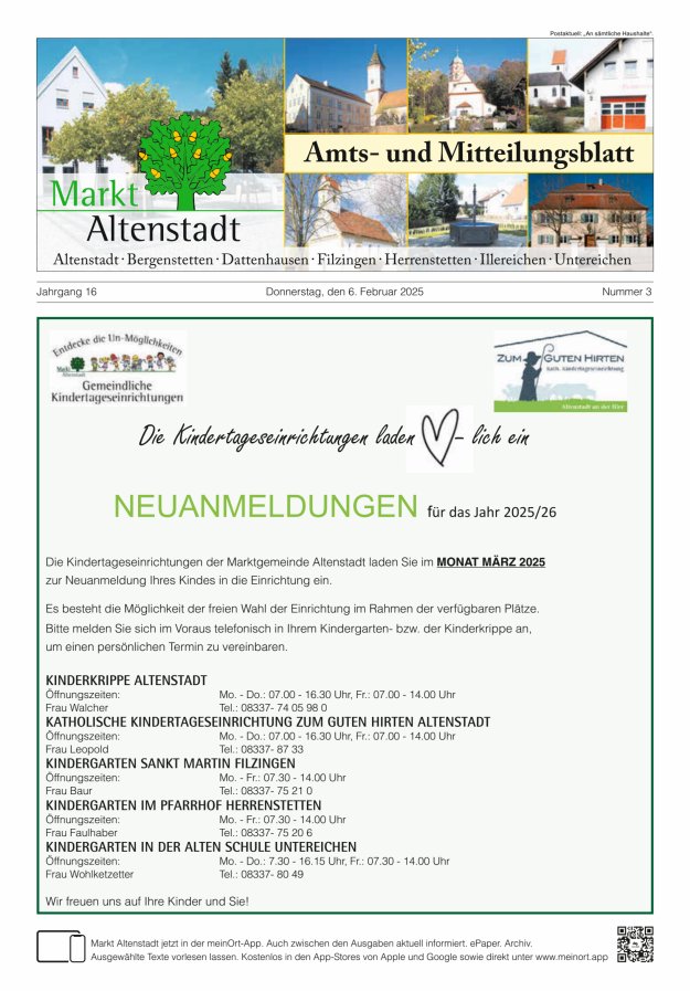 Amts- und Mitteilungsblatt des Marktes Altenstadt Titelblatt 03/2025