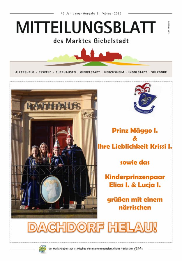 Mitteilungsblatt des Marktes Giebelstadt Titelblatt 02/2025