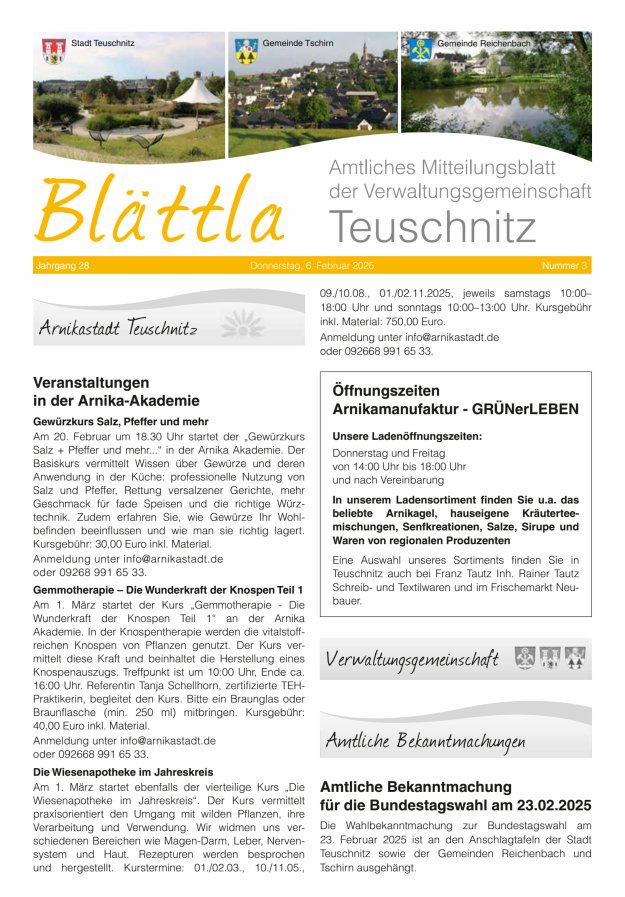 VG-Nachrichten Teuschnitz Titelblatt 03/2025