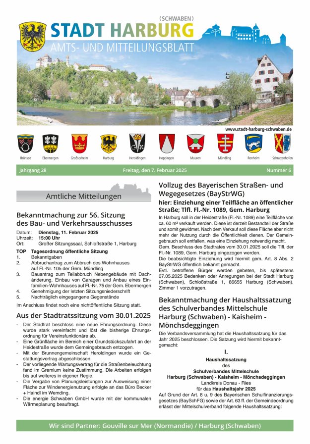 Amts- und Mitteilungsblatt der Stadt Harburg Titelblatt 06/2025