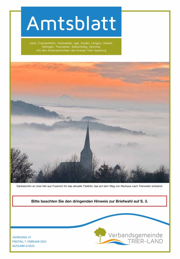 Amtsblatt VG Trier-Land Titelblatt 06/2025