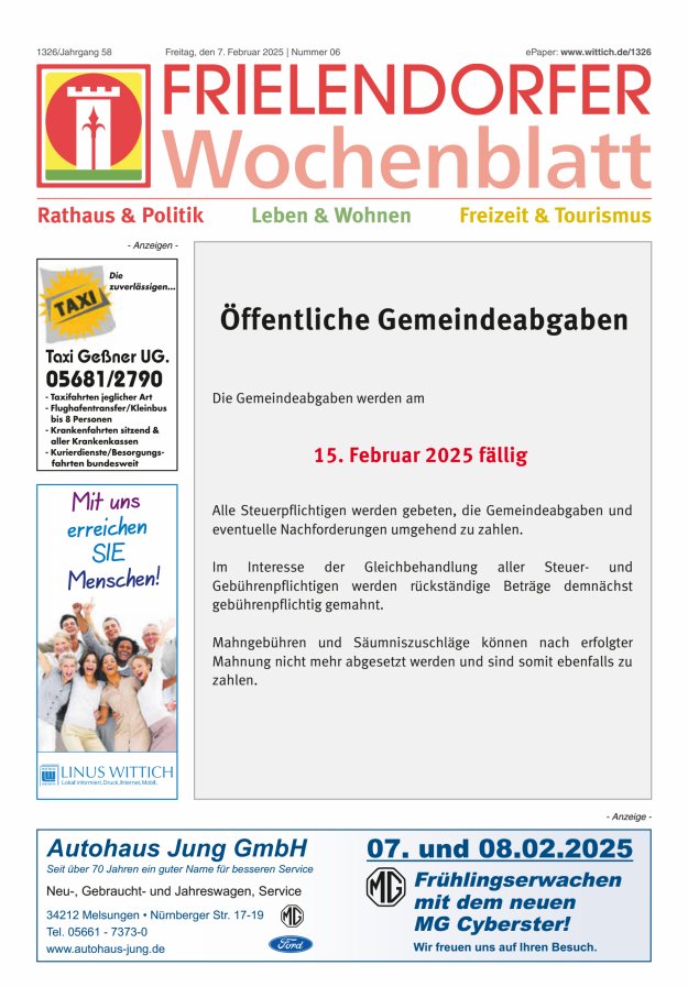 Frielendorfer Wochenblatt Titelblatt 06/2025