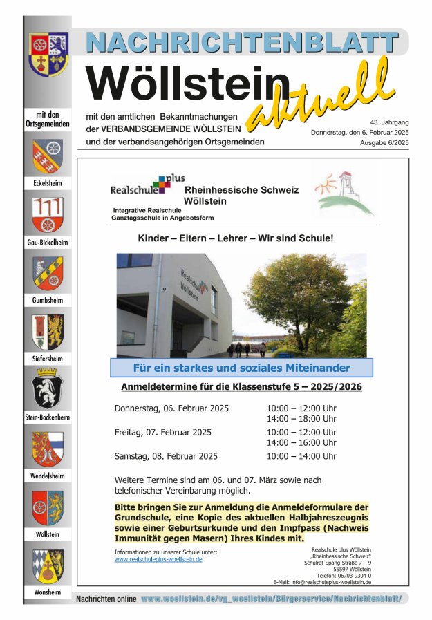 Nachrichtenblatt Wöllstein aktuell Titelblatt 06/2025