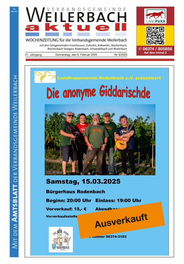 Verbandsgemeinde Weilerbach aktuell Titelblatt 06/2025