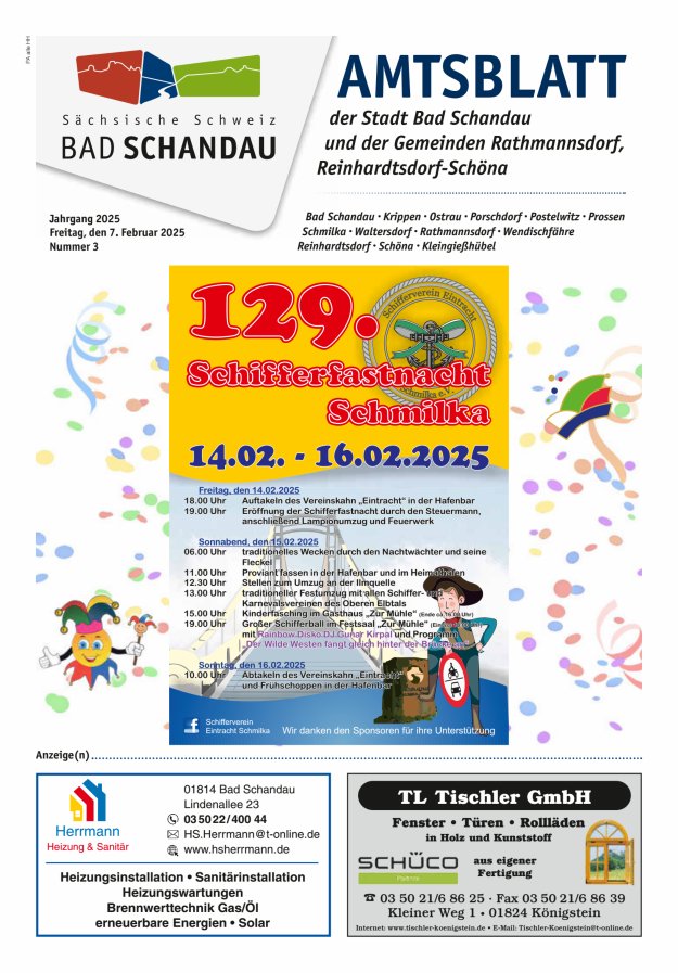 Amtsblatt der Stadt Bad Schandau und der Gemeinden Titelblatt 03/2025