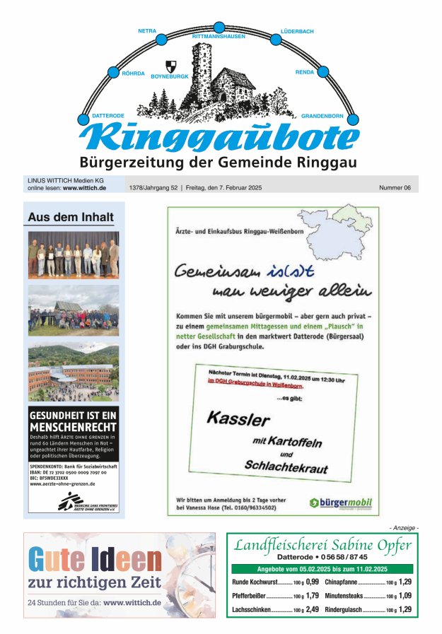 Ringgaubote Titelblatt 06/2025