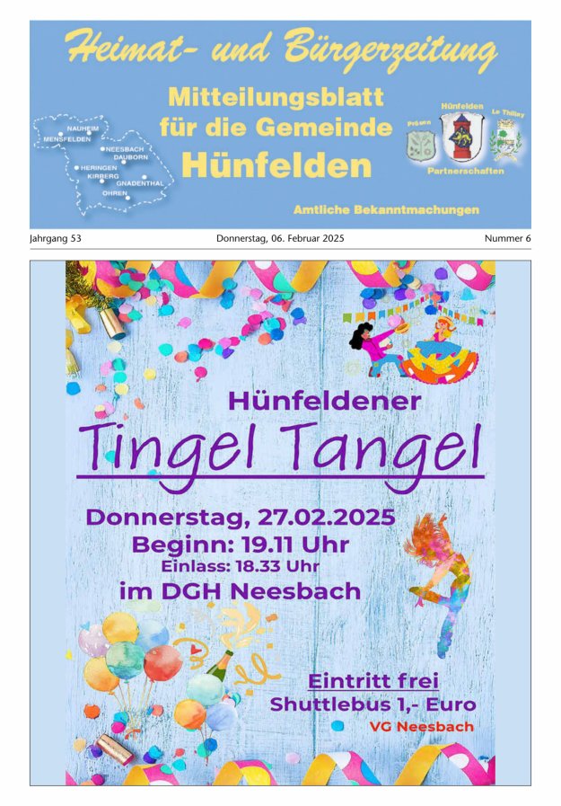 Mitteilungsblatt für die Gemeinde Hünfelden Titelblatt 06/2025