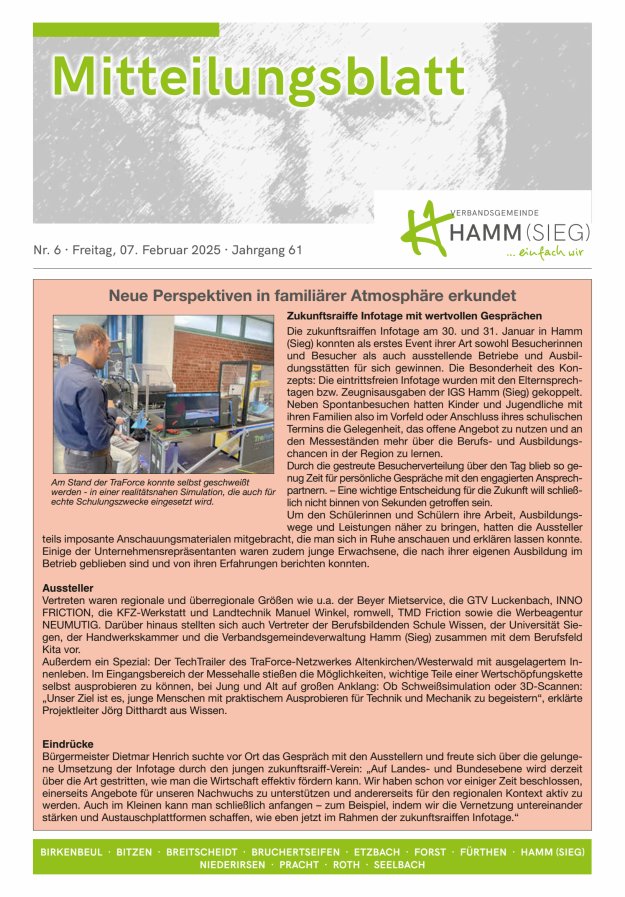 Mitteilungsblatt Hamm (Sieg) Titelblatt 06/2025