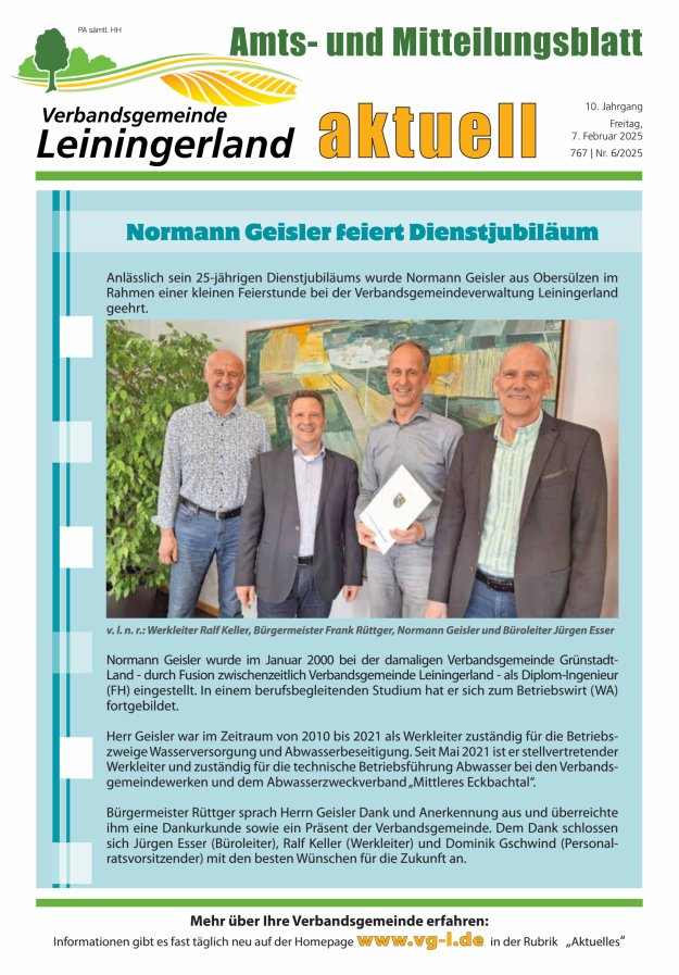 VG Leiningerland aktuell Titelblatt 06/2025