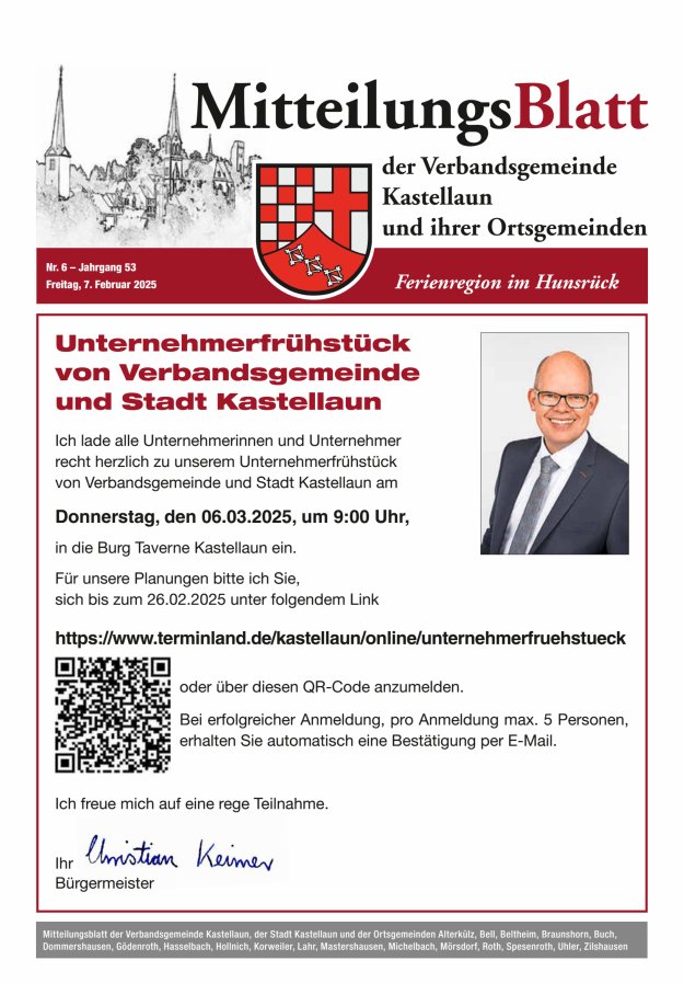 Mitteilungsblatt Kastellaun Titelblatt 06/2025
