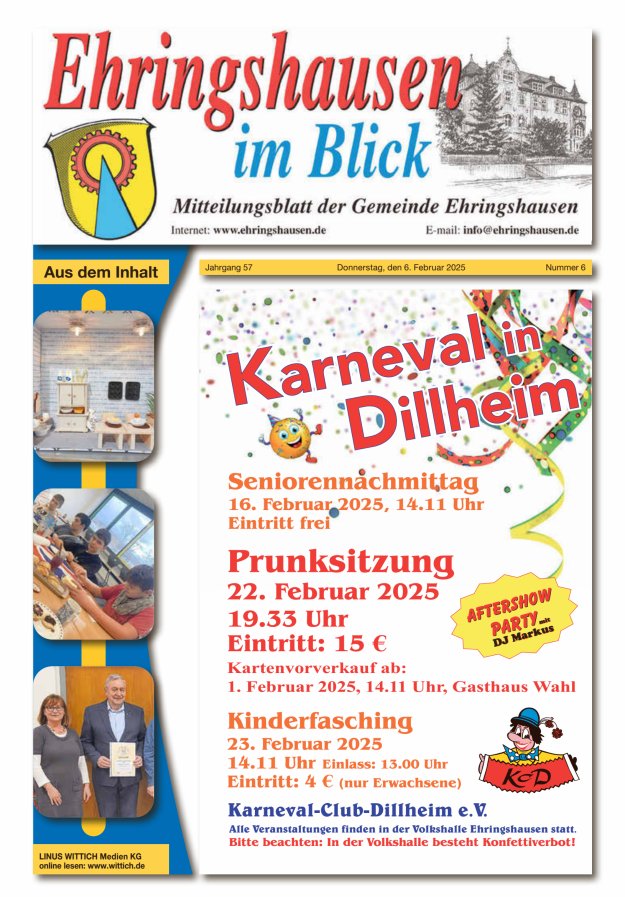 Mitteilungsblatt der Gemeinde Ehringshausen Titelblatt 06/2025