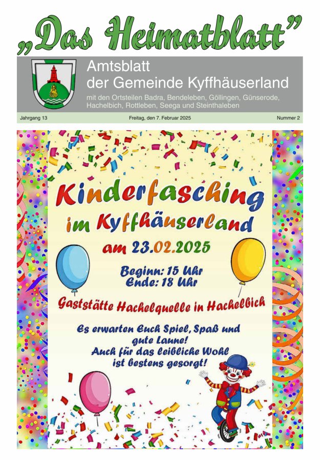 Das Heimatblatt Titelblatt 02/2025
