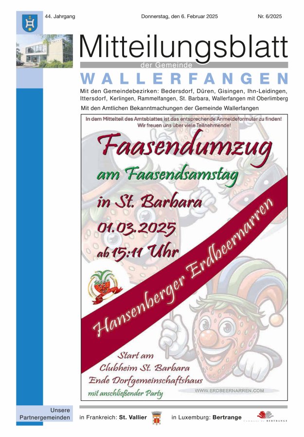 Mitteilungsblatt Gemeinde Wallerfangen Titelblatt 06/2025