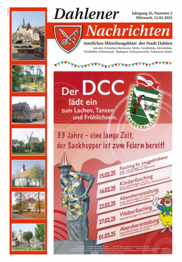 Dahlener Nachrichten - Amtliches Mitteilungsblatt der Stadt Dahlen Titelblatt 02/2025