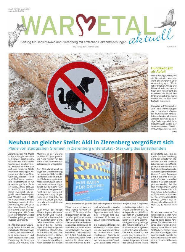 Warmetal aktuell (Habichtswald + Zierenberg) Titelblatt 06/2025