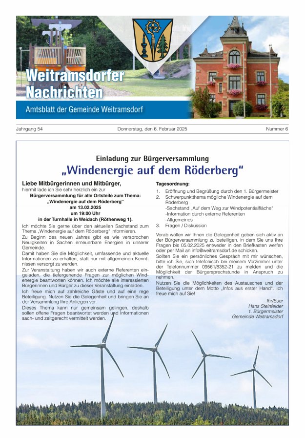 Weitramsdorfer Nachrichten Titelblatt 06/2025