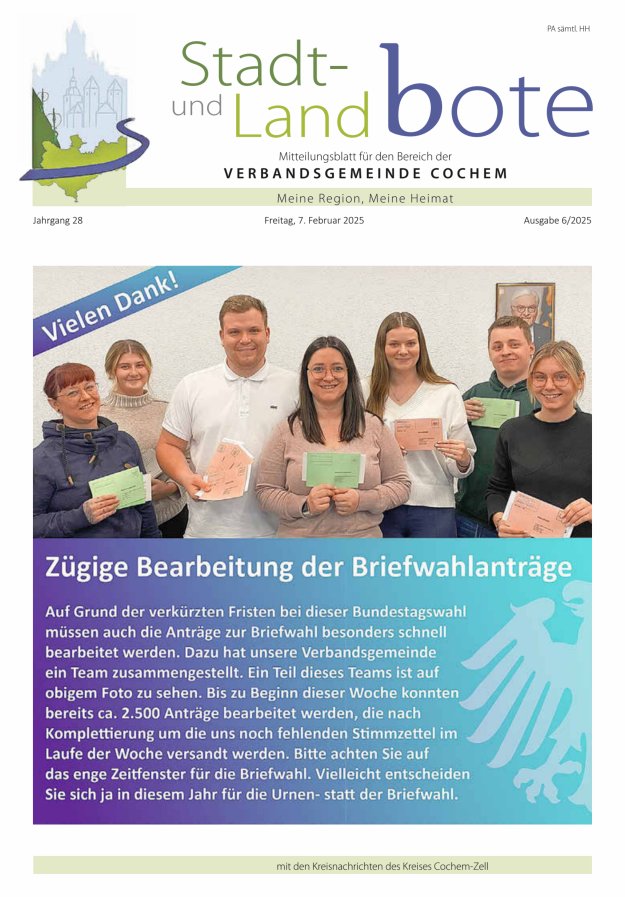 Stadt- und Landbote VG Cochem Titelblatt 06/2025