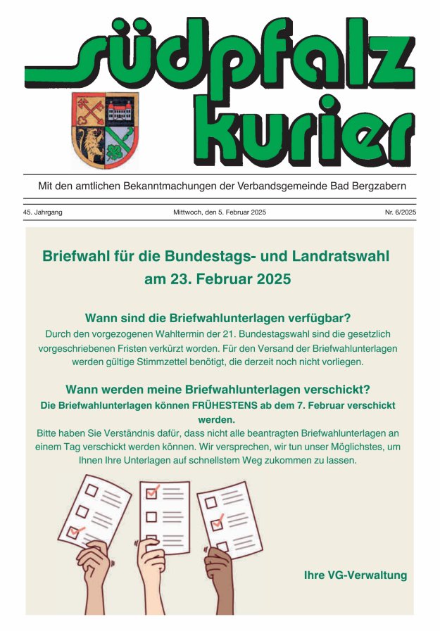 Südpfalz Kurier - VG Bad Bergzabern Titelblatt 06/2025