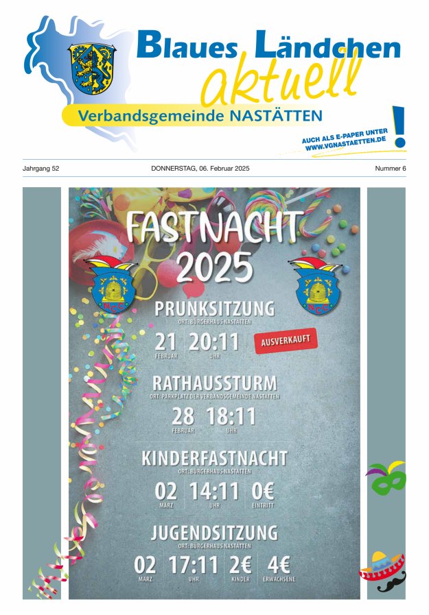 Blaues Ländchen aktuell - Heimat- u Bürgerzeitung VG Nastätten Titelblatt 06/2025