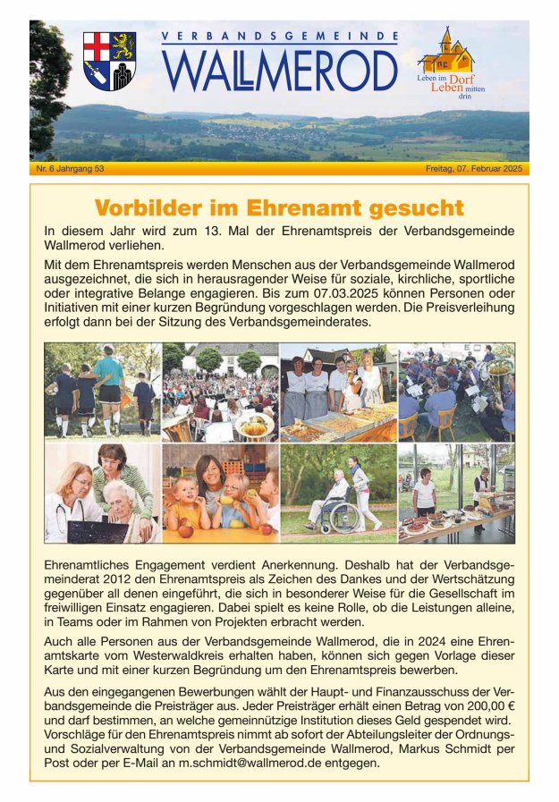 Wir über uns - Verbandsgemeinde Wallmerod Titelblatt 06/2025