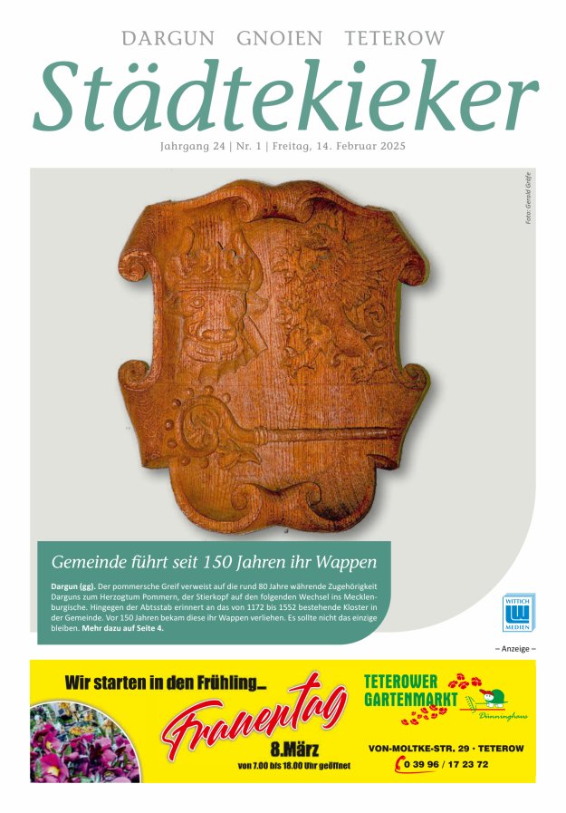 Städte Kieker Gnoien Dargun Teterow Titelblatt 01/2025