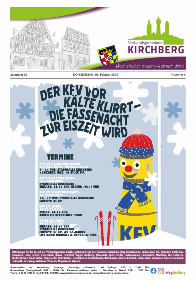 Mitteilungen der Verbandsgemeinde Kirchberg Hunsrück Titelblatt 06/2025