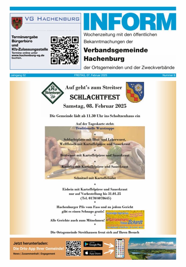 INFORM - Wochenzeitung der Verbandsgemeinde Hachenburg Titelblatt 06/2025