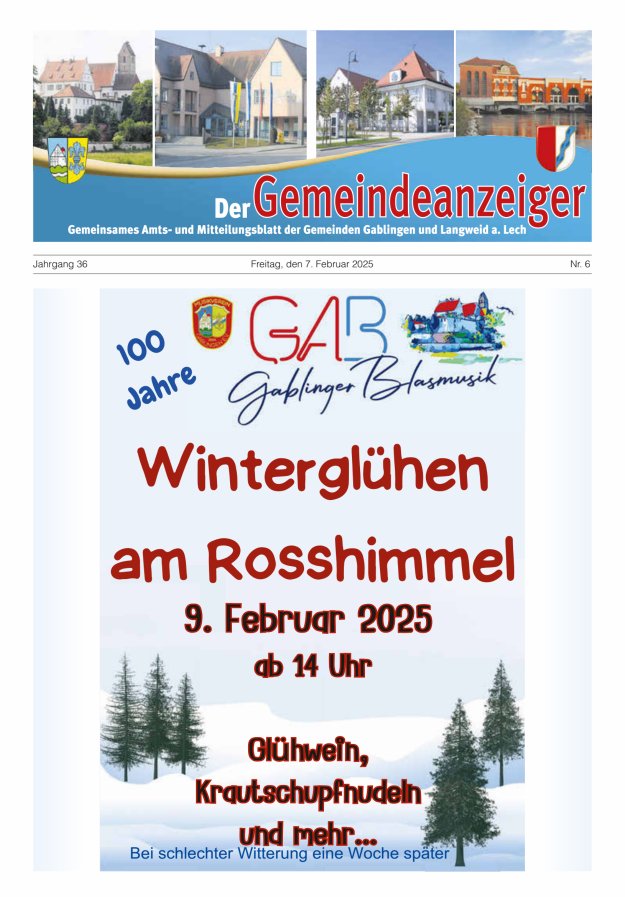 Der Gemeindeanzeiger - Gablingen Langweid Titelblatt 06/2025
