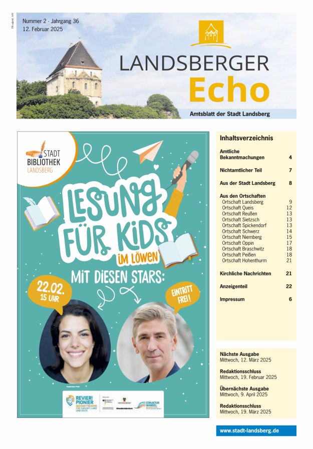 Landsberger Echo – Amtsblatt der Stadt Landsberg Titelblatt 02/2025