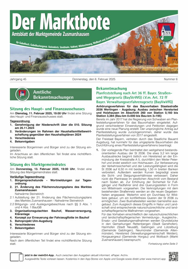 Zusmarshausen - Der Marktbote Titelblatt 06/2025