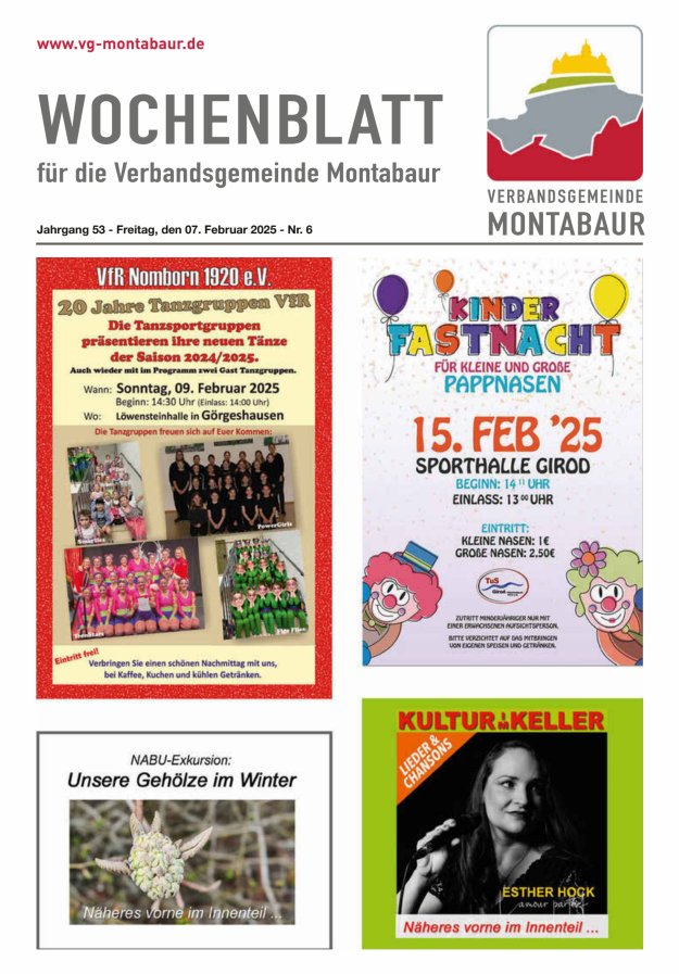 Wochenblatt der Verbandsgemeinde Montabaur Titelblatt 06/2025