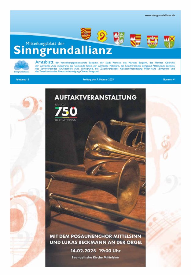 Mitteilungsblatt der Sinngrundallianz Titelblatt 06/2025
