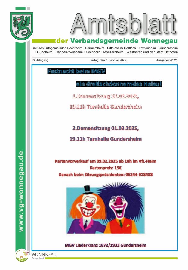 Amtsblatt VG Wonnegau Titelblatt 06/2025