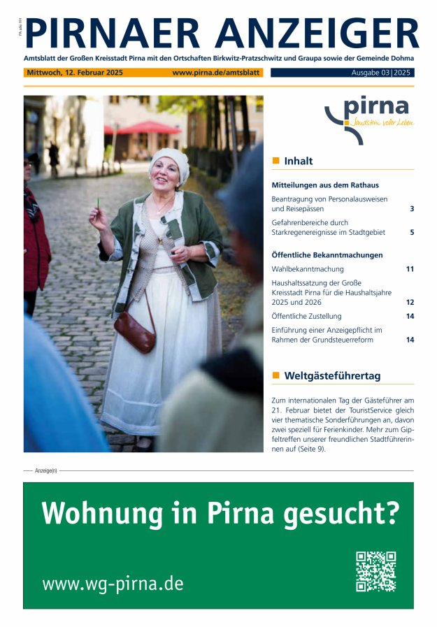 Pirnaer Anzeiger Titelblatt 03/2025