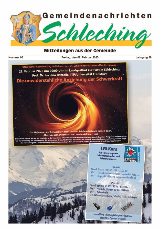 Gemeindenachrichten Schleching Titelblatt 03/2025