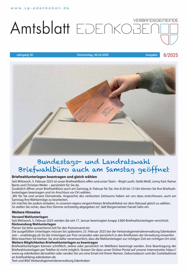 Amtsblatt VG Edenkoben Titelblatt 06/2025
