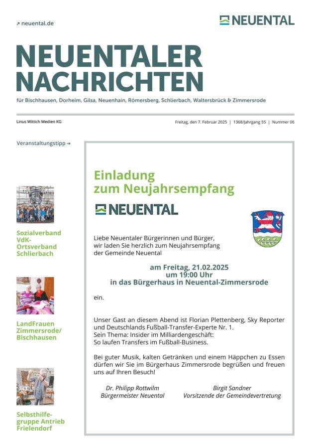 Neuentaler Nachrichten Titelblatt 06/2025