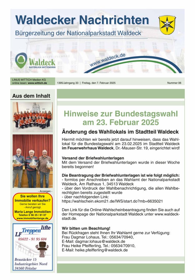 Waldecker Nachrichten Titelblatt 06/2025