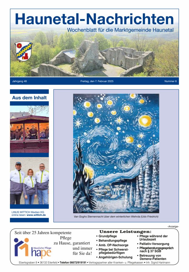 Haunetal-Nachrichten Titelblatt 06/2025