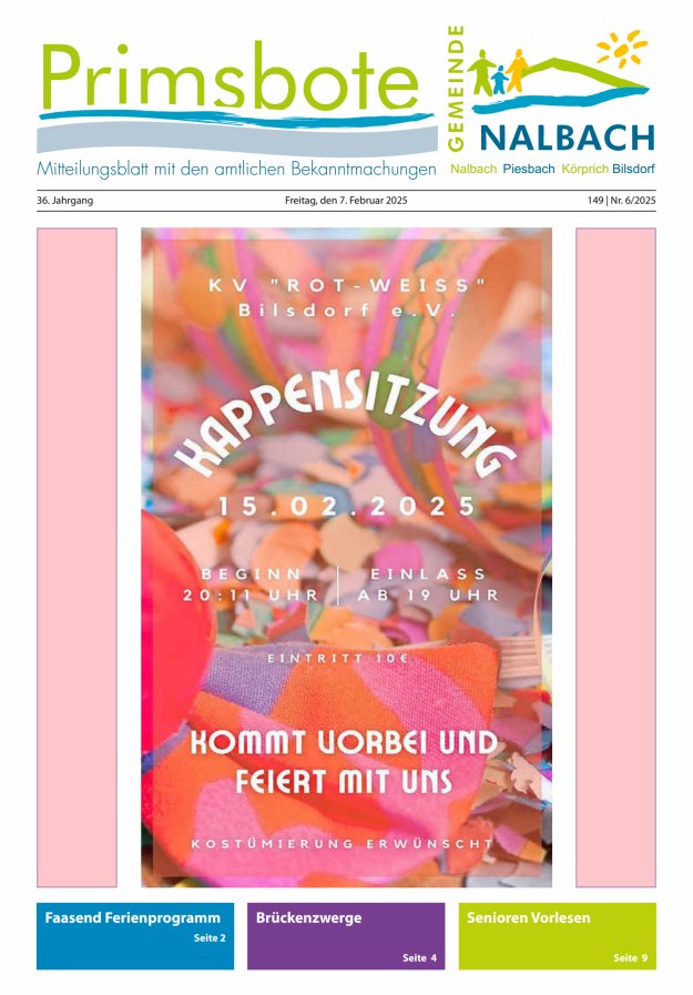 Primsbote Gemeinde Nalbach Titelblatt 06/2025