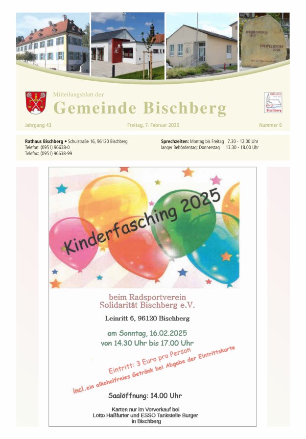 Mitteilungsblatt der Gemeinde Bischberg Titelblatt 06/2025