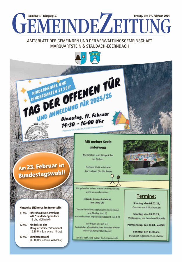 Marquartsteiner und Staudach-Egerndacher Nachrichten Titelblatt 03/2025