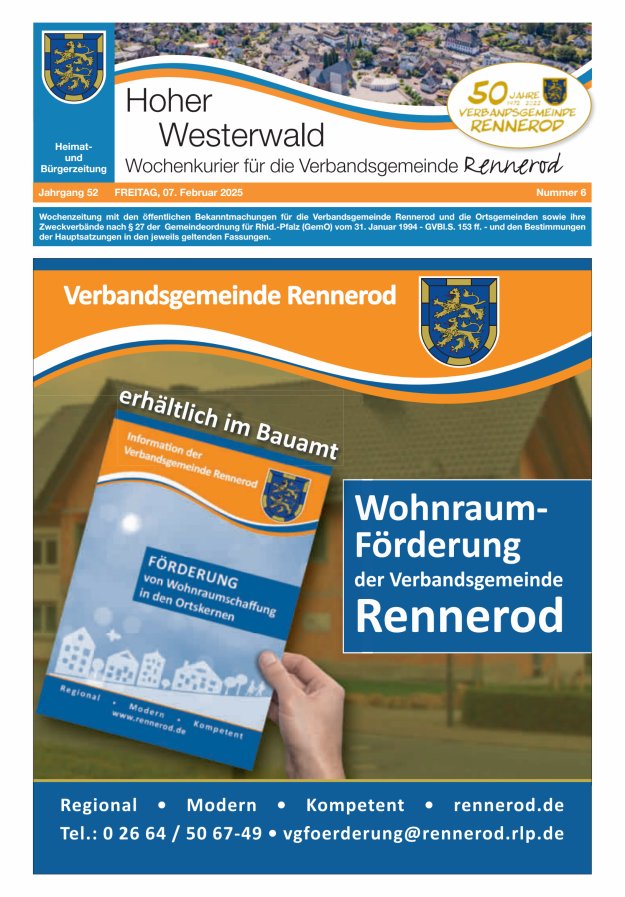 Hoher Westerwald - Wochenkurier für die Verbandsgemeinde Rennerod Titelblatt 06/2025
