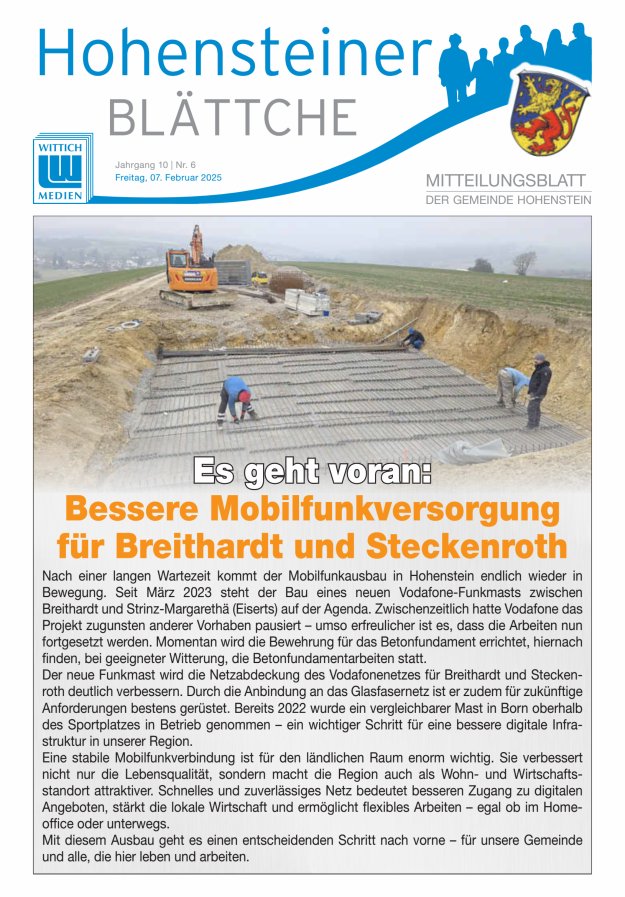 Hohensteiner Blättche Titelblatt 06/2025