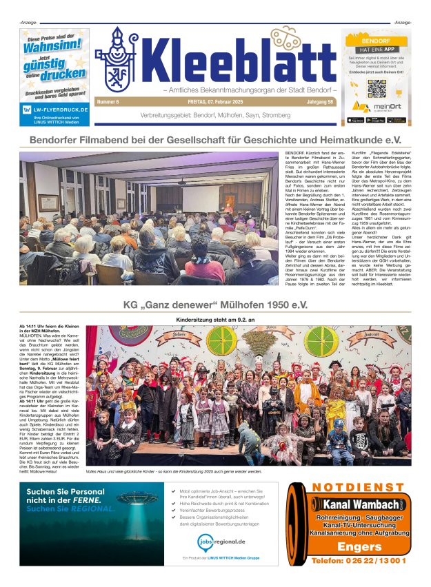 Kleeblatt - Amtliches Bekanntmachungsorgan der Stadt Bendorf Titelblatt 06/2025