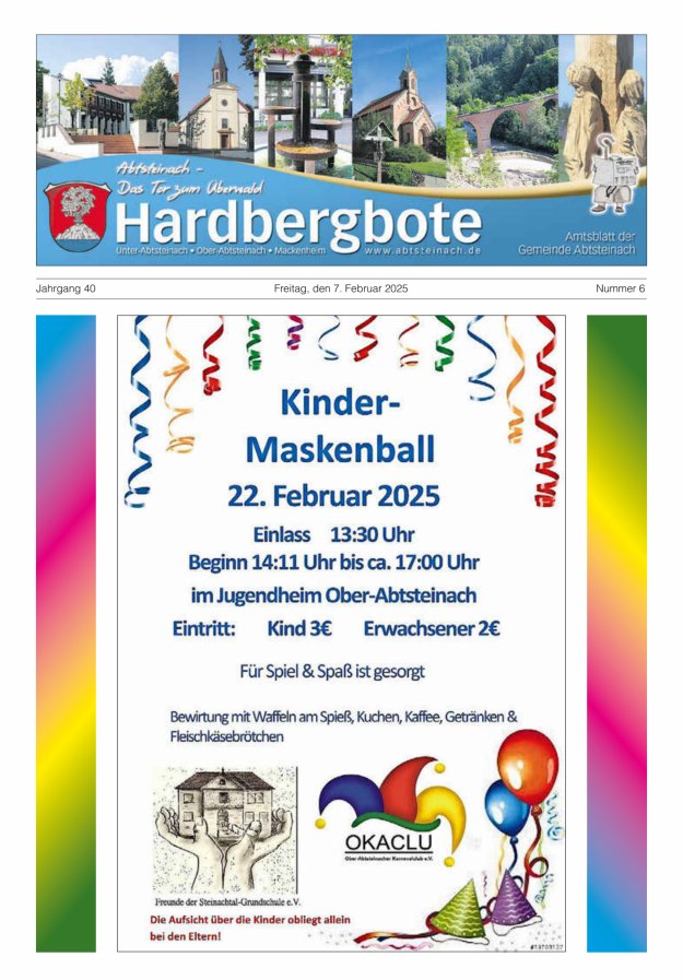 Hardbergbote - Mitteilungsblatt der Gemeinde Abtsteinach Titelblatt 06/2025