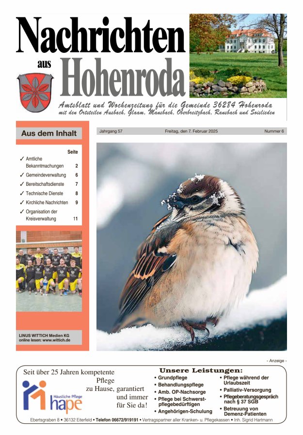 Nachrichten aus Hohenroda Titelblatt 06/2025