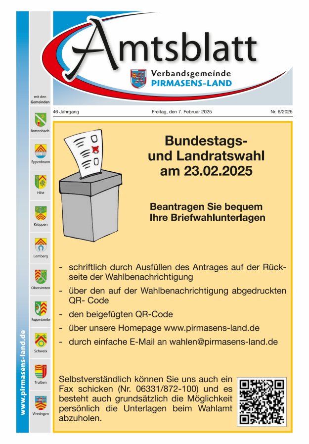 Amtsblatt VG Pirmasens-Land Titelblatt 06/2025