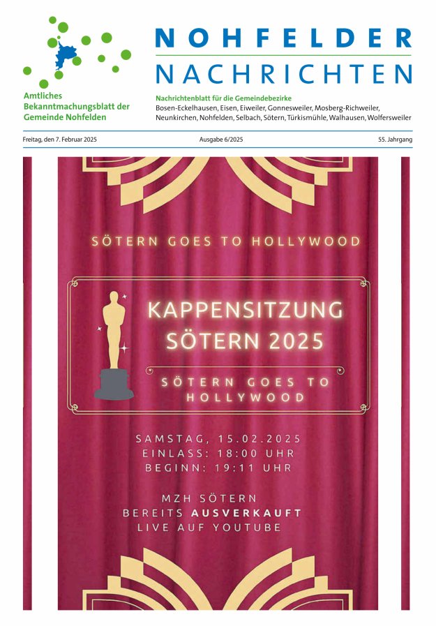 Nohfelder Nachrichten Titelblatt 06/2025