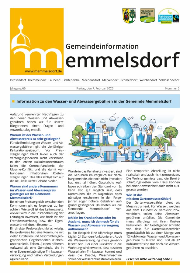 Mitteilungsblatt der Gemeinde Memmelsdorf Titelblatt 06/2025